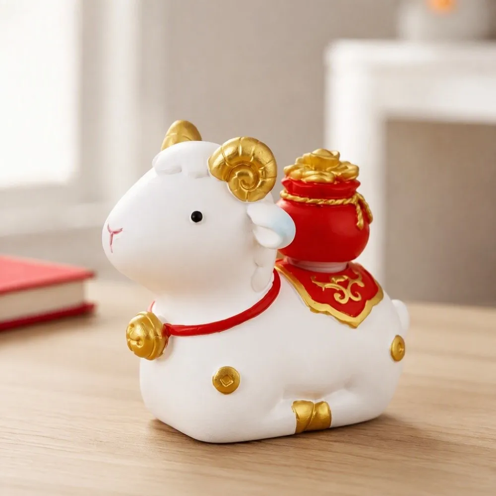 Cute Creative Desktop Figurine Year of the Sheep Lovely Desk Ornament Creative Handheld Zodiac Sheep Mascot Office Workstation