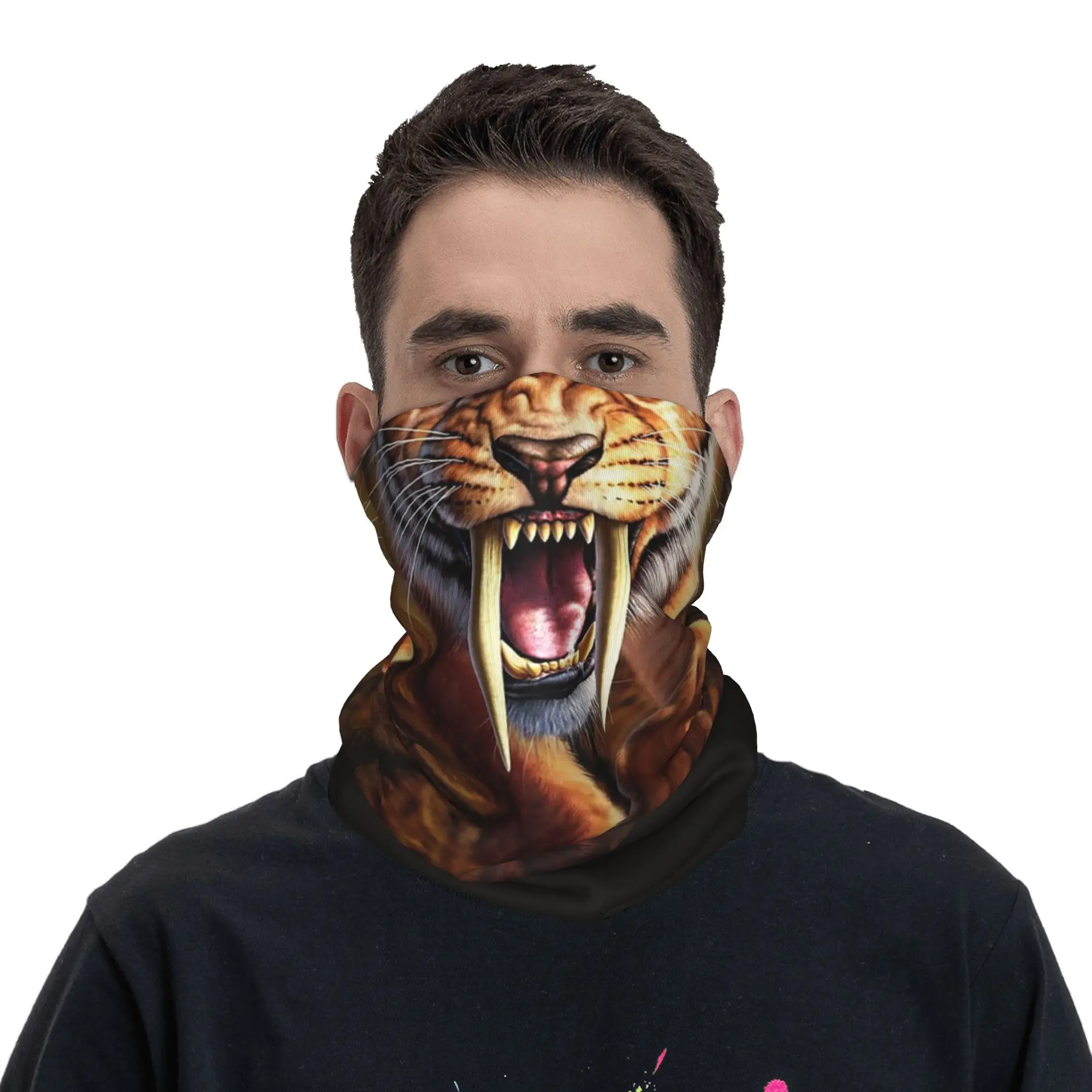 

Бандана-шарф с принтом «Саблезубый тигр», волшебный шарф для езды на велосипеде, для мужчин и женщин, для взрослых, на все сезоны