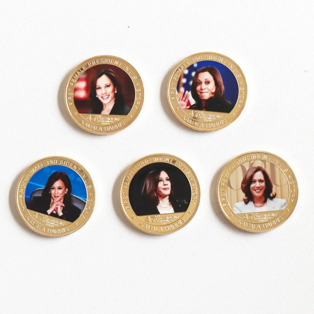 5pcs Kamala Harris Commemorative Coins Set Presidential Campaign Collectible Coins US First Woman Vice President Medals Gifts