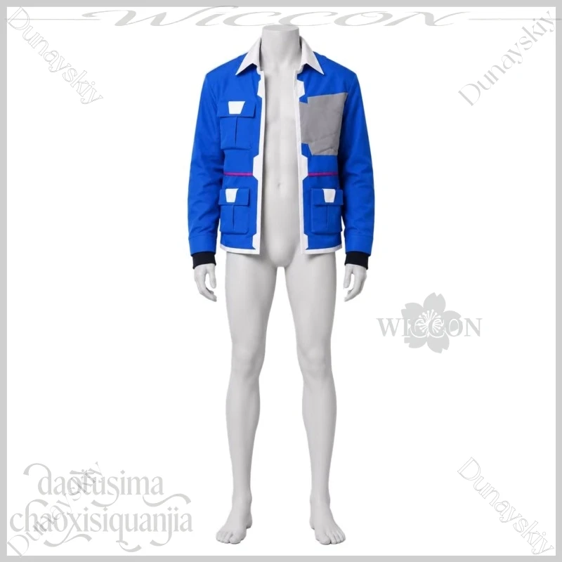 Blue Color Block Cargo Jacket Cosplay Coat Cosplay Anime Punk Cartoon Edgerunnernerss 2 Costume Black Wigs Halloween Christmas - view 6
