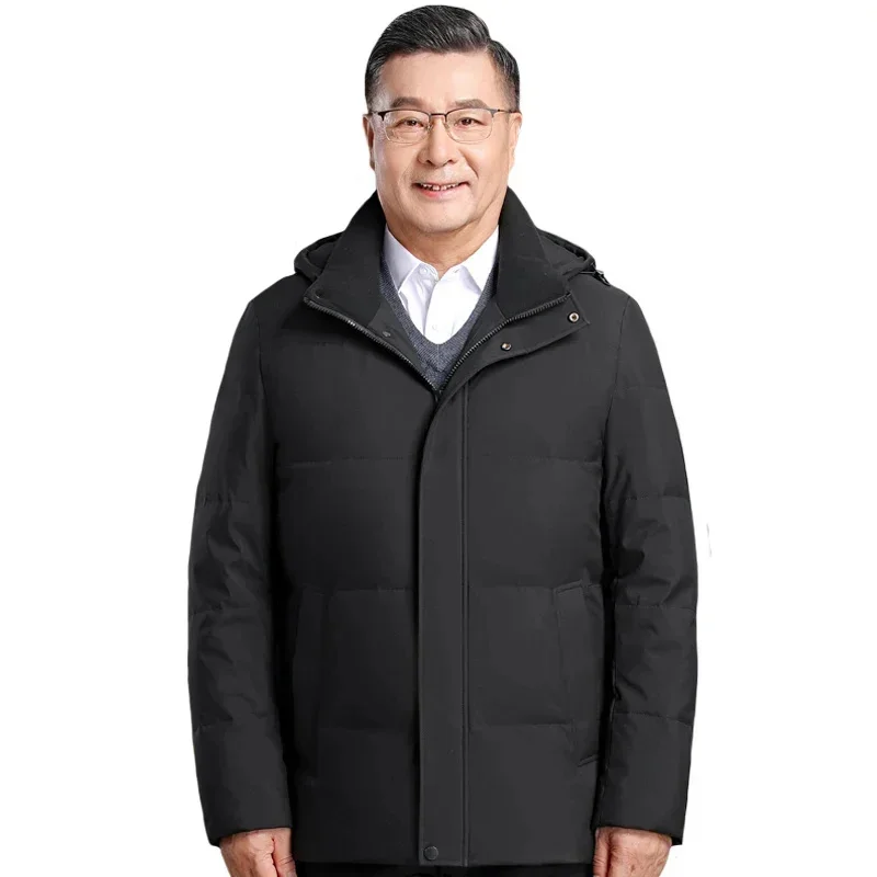 Middle aged Men Puffer Jacket Winter 2025 New Plus Size 90% White Duck Down Coat For Outerwear Thick Warm Parkas