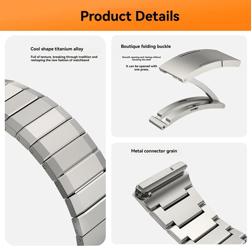 Titanium Alloy Strap For Huawei Watch GT5 Pro 46Mm Watchband Quick Release Wristband No Gaps Luxury Titanium Strap C