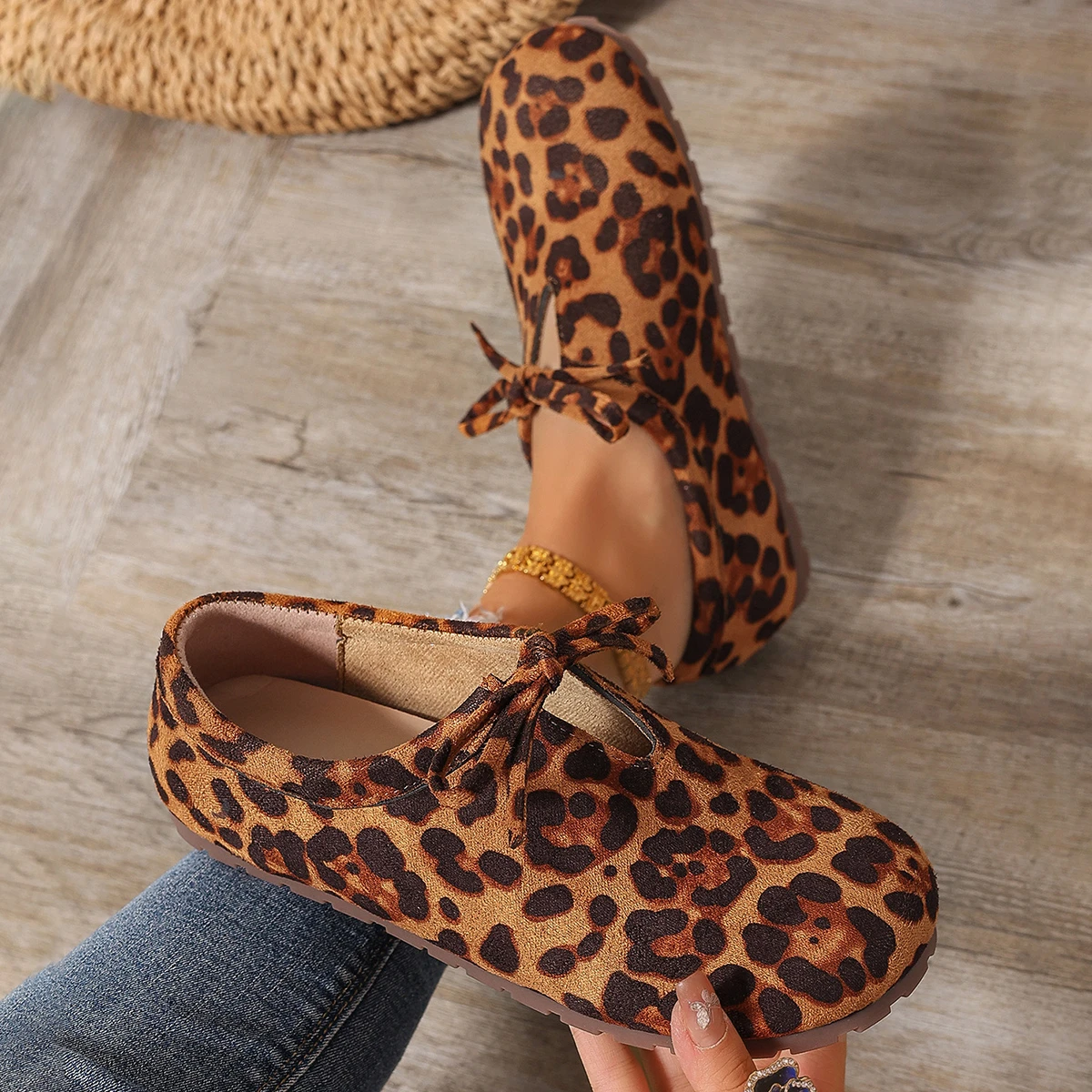 Frauen Wohnungen Frühling Herbst Mode Slipper bequeme elegante lässige Frauen Schuhe Leoparden muster verschleiß feste Einzels chuhe Frauen