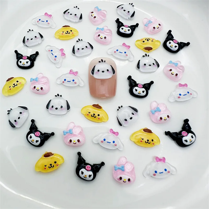 Set di 200 ciondoli per unghie Potdemiel cat Kawaii - Nail art in resina 3D per disegni di unghie festival e regali