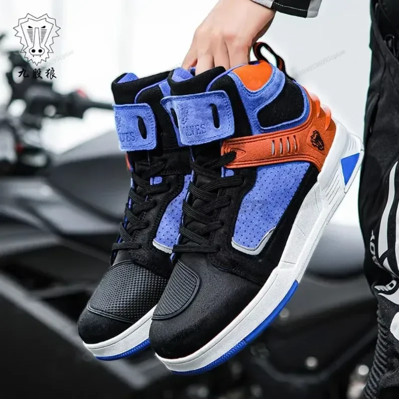 

Men's Summer Size 37-47 Breathable Motorcycle Boots Microfiber Leather Sneakers Adventure Boots Non-Slip Motorcycle Riding Shoes