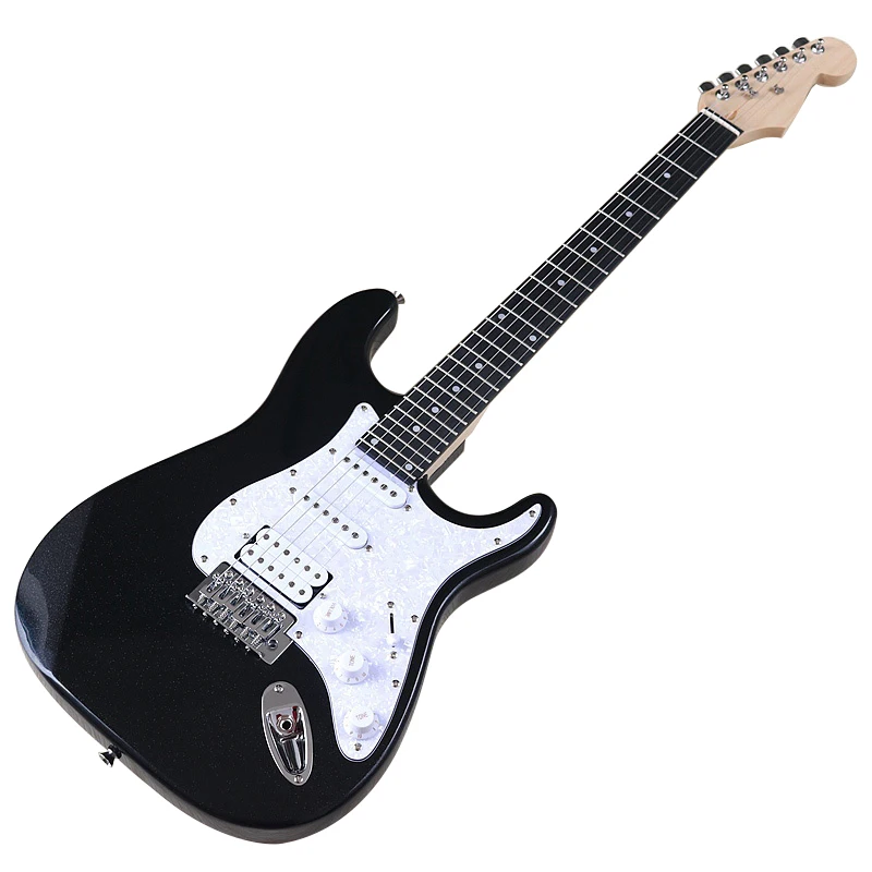 

High gloss 6 string electric guitar metallic black basswood top Canada maple 39 inch electric guitar