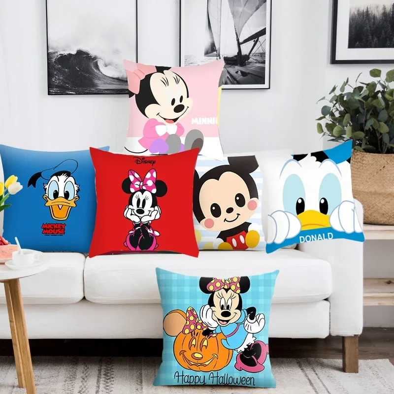 Disney Mickey Mouse Minnie soft Pillowcases Home Textile White Couple Pillow Cover Decorative Pillows Case Living Room 40x40cm