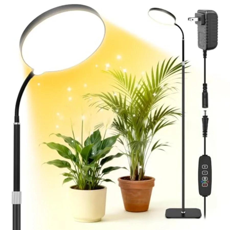 

20W Full Spectrum Grow Light for Indoor Plants 63in Adjustable Floor Lamp with Gooseneck 4000K Natural Sunlike Light 3/9/12H Au