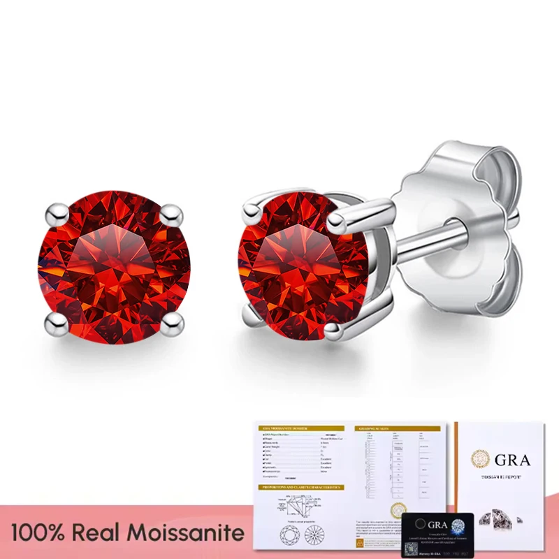 Real 0.1-3CT Test Passed Moissanite Diamond Stud Earrings for Women S925 Silver Platinum Plated Bride Wedding GRA Fine Jewelry image 3