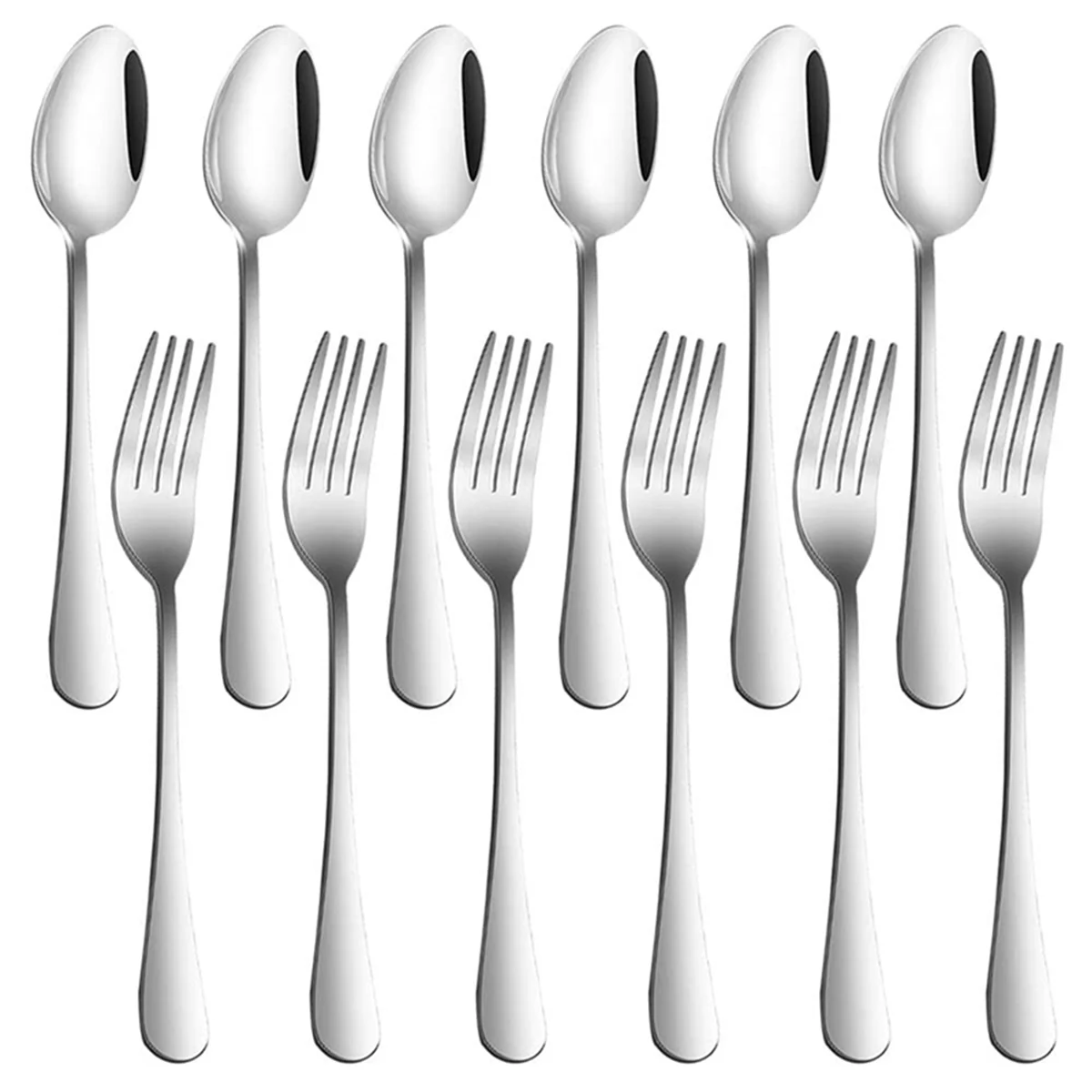 

Set of 12, Stainless Steel Dinner Forks and Spoons, Find Top Heavy-Duty Forks (8 Inch) and Spoons (7 Inch) Cutlery Set