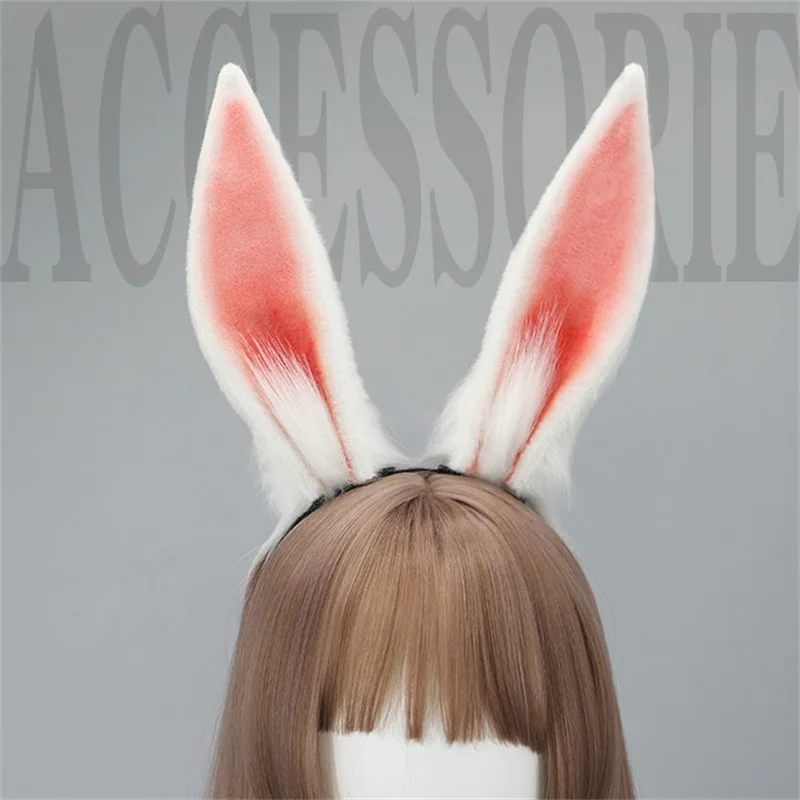 Girls Anime Headband Plush Beast Ear Gongsun Li Rabbit Ear Hairband Cosplay Costume Party Headdress Women Comic Show Headwear