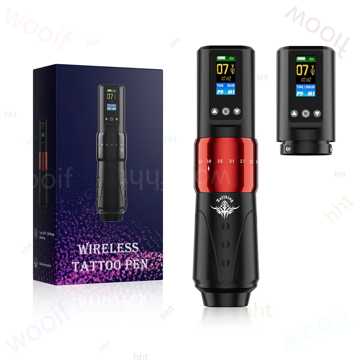 Beginner Adjustable Stroke Dual Battery Wireless Tattoo Machine Screen Display Set Secant Wire Fog Tattoo Tool
