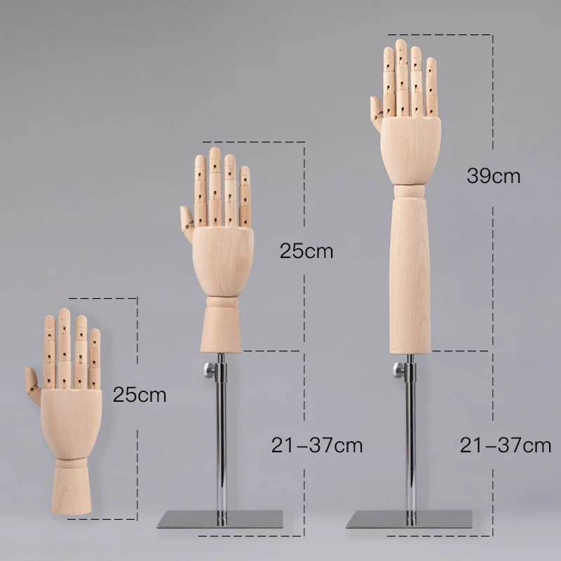 Wooden Mannequin Dummy Hand Model with Jointed Fingers for Jewelry Display Art and Drawing Photography