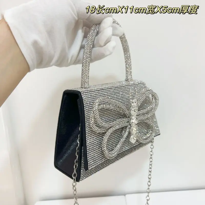 حقيبة عشاء جديدة للتجارة الإلكترونية عبر الحدود 2026، حقيبة يد أوروبية وأمريكية خفيفة فاخرة بفيونكة ماسية كاملة، حقيبة زفاف لامعة