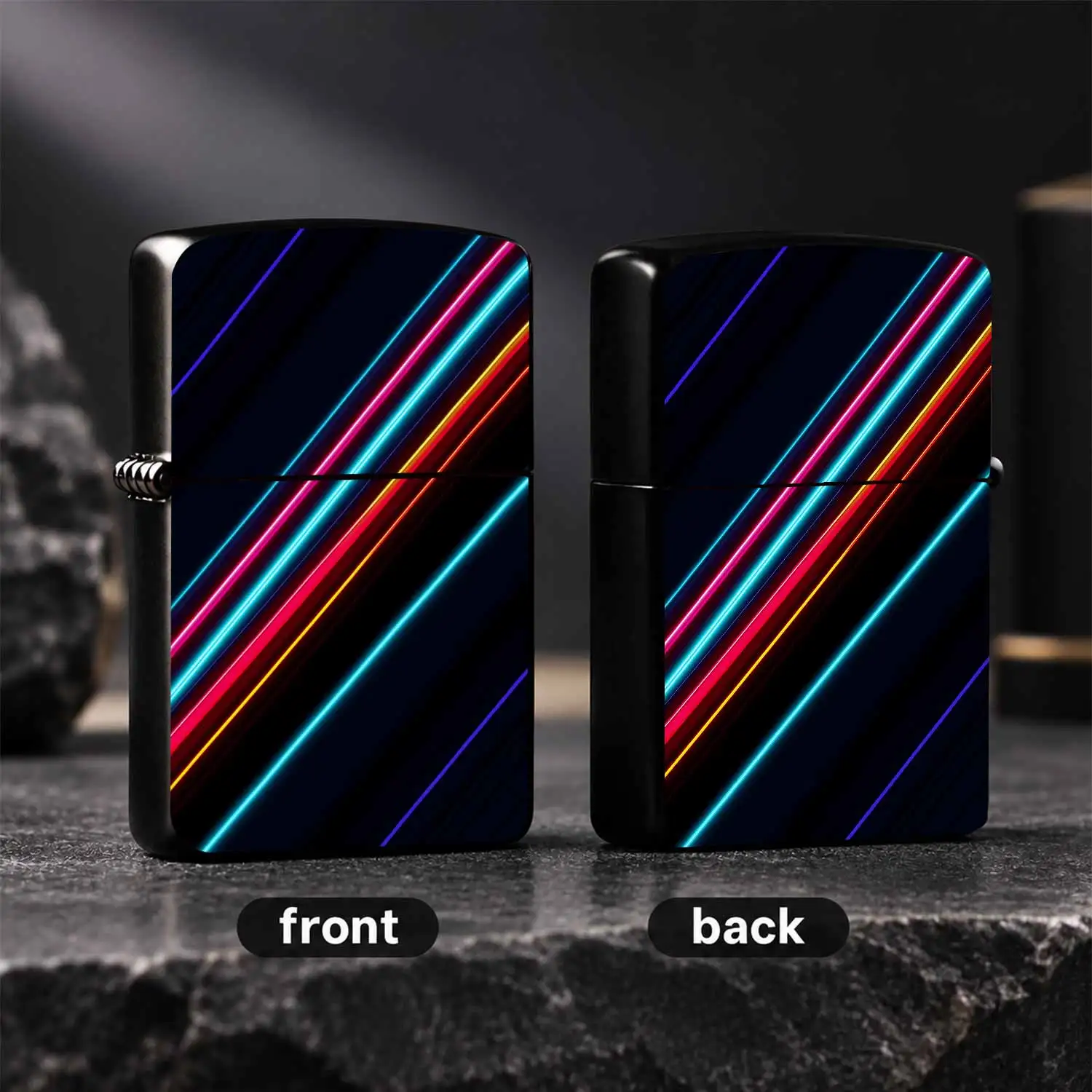 Cyber Neon Diagonal Stripes Lighter, Stylish Glossy Creative Portable Daily Item With Dynamic Neon Light Effect, Fits All Scenarios For Daily Use, Trendy Versatile Personal Accessory, Exquisite Practical Present For Dif A Humorous And Inter