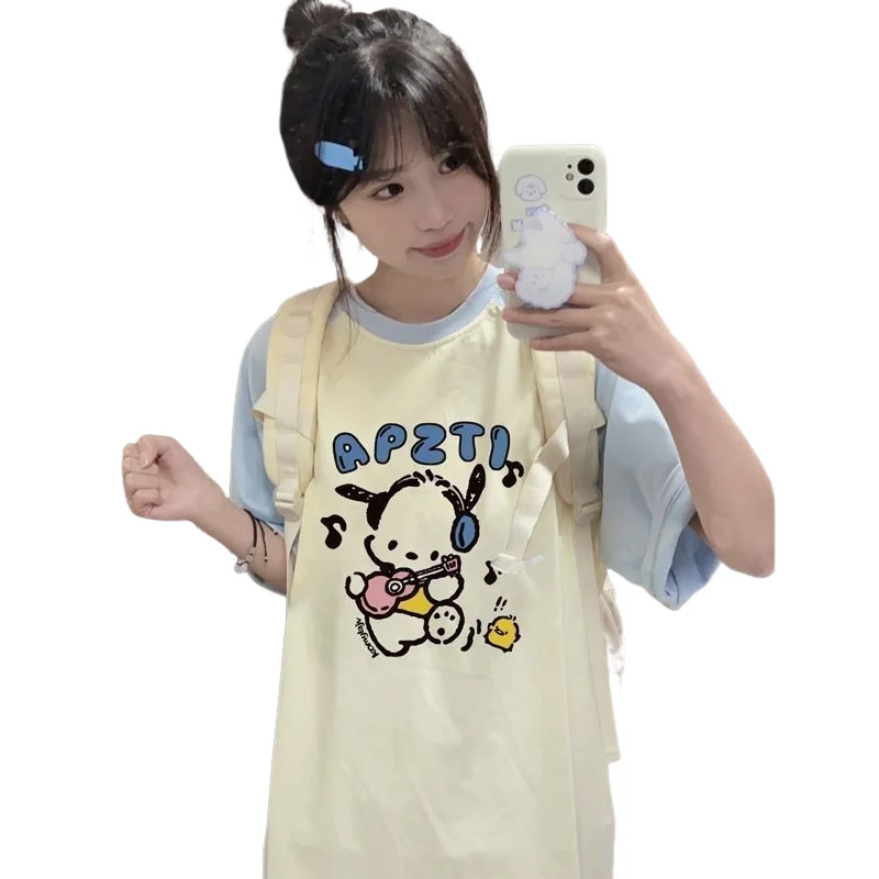 

Pochacco Long Sleeved T-Shirt for Girls, Spring and Summer New Styles, Cute Cartoon Girl with Sanrio, Pure Cotton Casual Wear