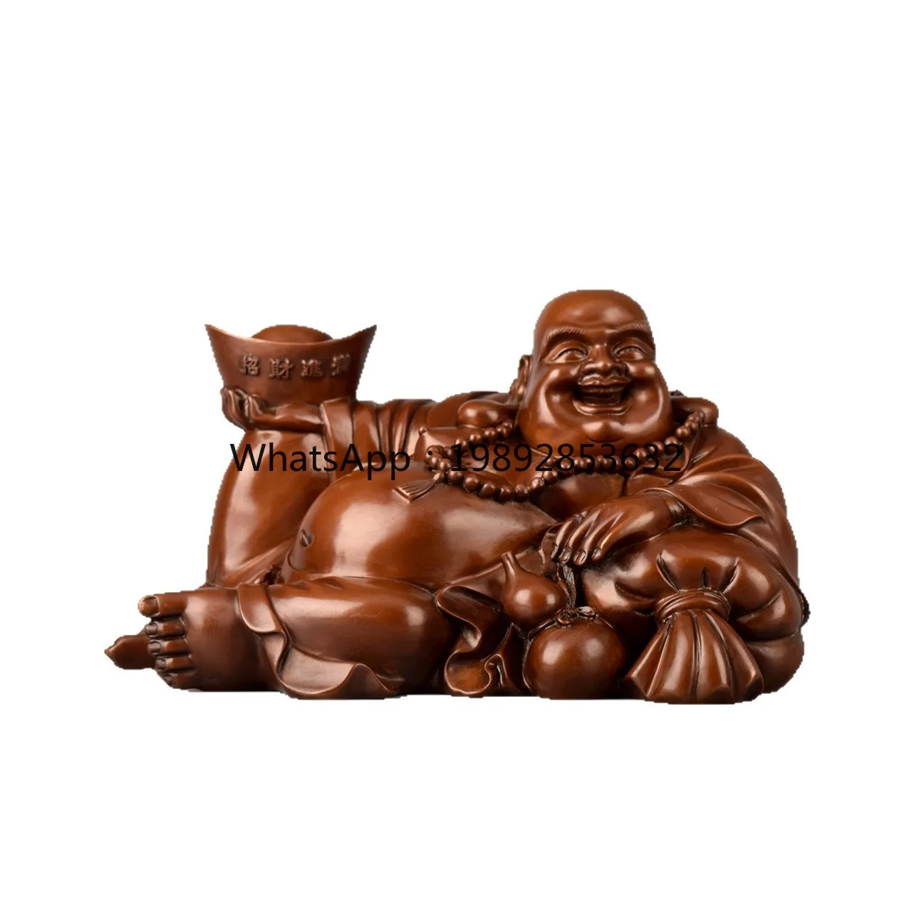 LYY Copper Horizontal Maitreya Buddha Ornament Copper Crafts Home Office Decoration Store Opening Gift Display