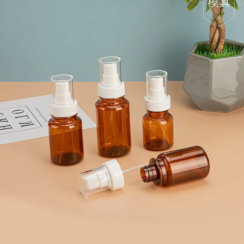200 pces 40ml-170ml garrafa de recarga de perfume âmbar óleo essencial líquido vazio atomizador plástico marrom spray garrafa acessórios de viagem