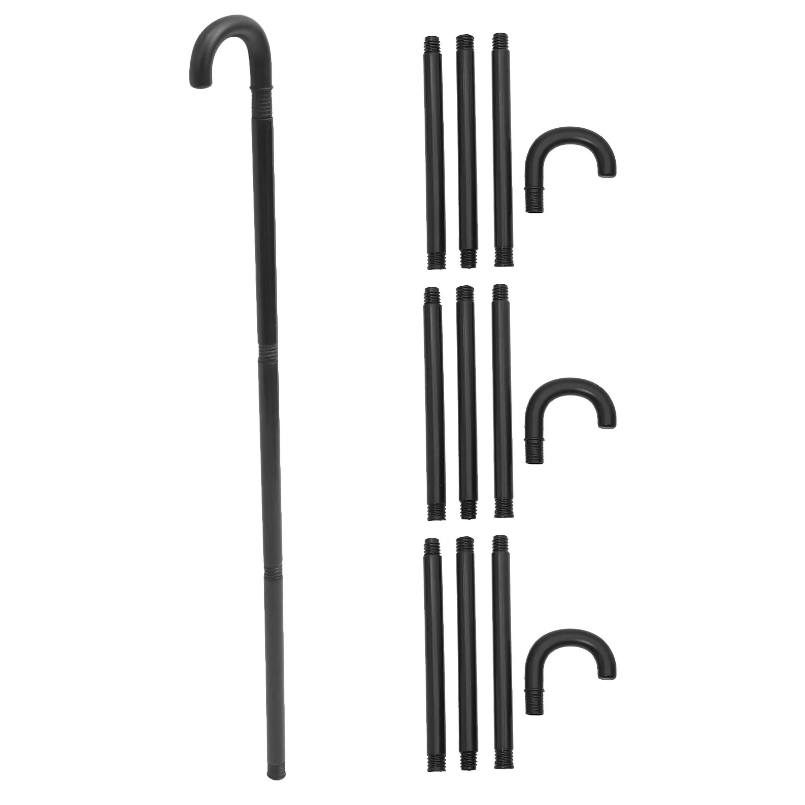 

4Pcs Black Theatrical Dance Cane: Versatile Magician Crutch Stick for Cosplay Party Costume Performance Adult Use