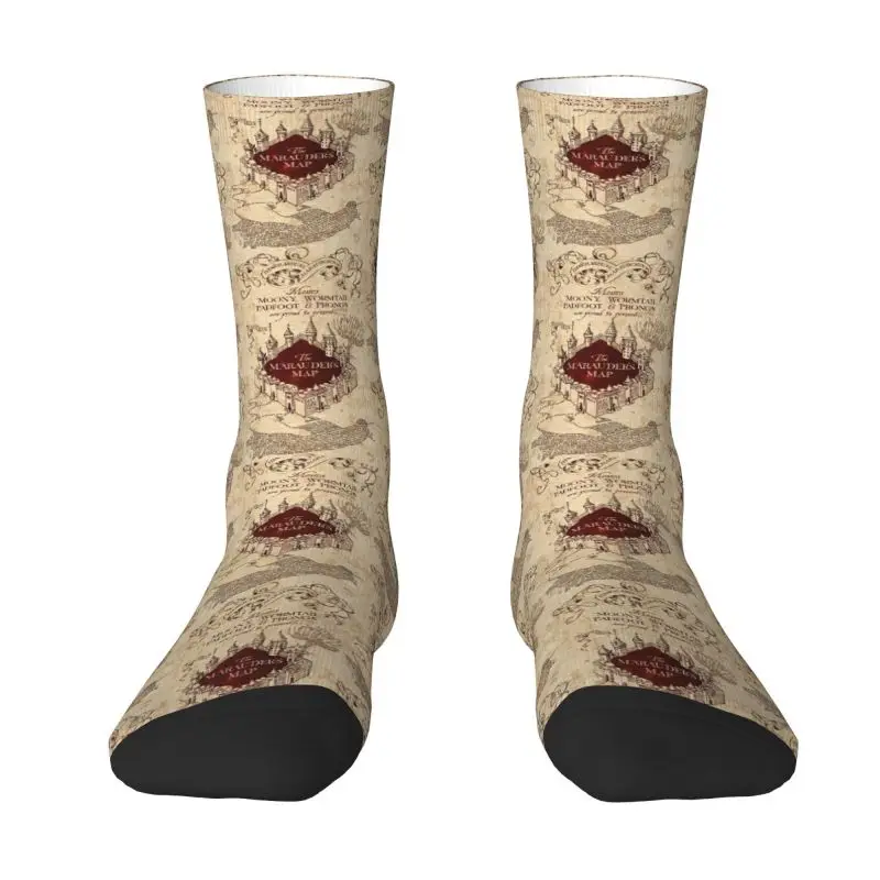 Harajuku Marauders Magic Map Socks Women Men Warm 3D Printed Potters Football Sports Socks