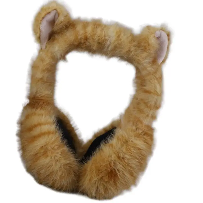 Orejeras con patrón gatos 652F, orejeras felpa cálidas para clima frío, orejeras para estudiantes dibujos animados para