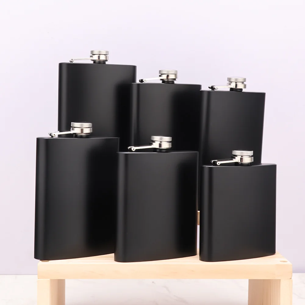 2/6/7/8/9/10/12 أوقية مربع الفولاذ المقاوم للصدأ قارورة الورك قارورة الورك مع غطاء معدني الكحول ويسكي قارورة الورك غطاء برغي سيدة عيد ميلاد