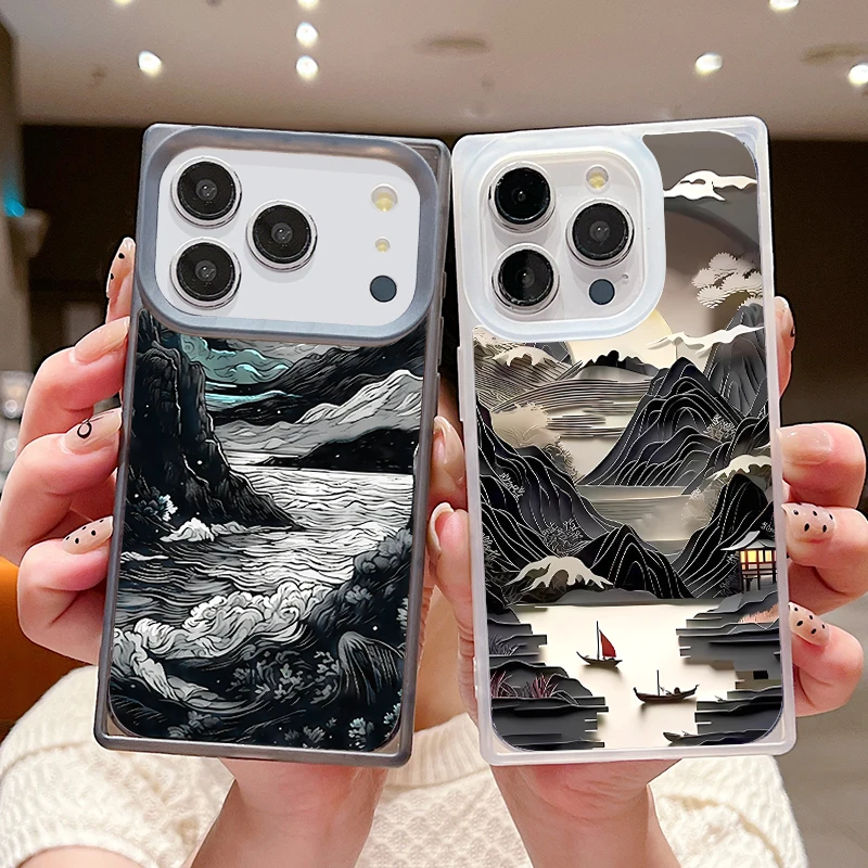 Мягкий чехол для телефона из ТПУ с пейзажной живописью для iPhone Air 17 16 15 14 Pro Max 13 12 17 Pro 11 16 15 Plus, противоударный силиконовый чехол