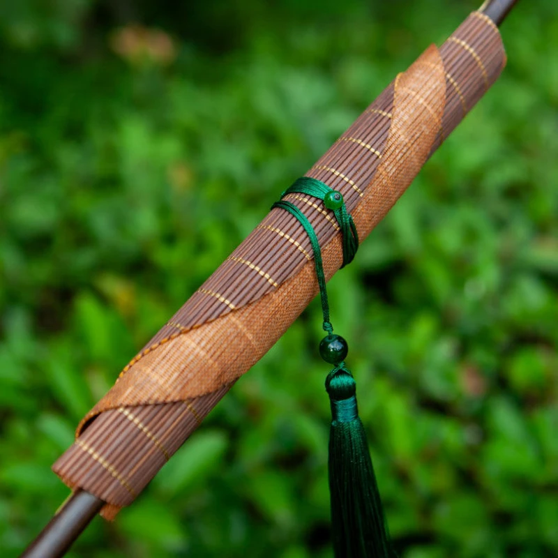 Ancient Style Bamboo Waist Fan Foldable Hanfu Decorative Fans Chinese Style Long Handle Portable Waist Hanging Camera Retro Fan