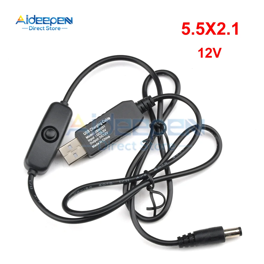1Pcs 5V To 5V/9V/12V DC-DC สายแปลง USB To 5.5X2.1MM 3.5X1.35MM แจ็ค DC Step-Up โมดูลสายไฟ String พร้อมสวิตช์