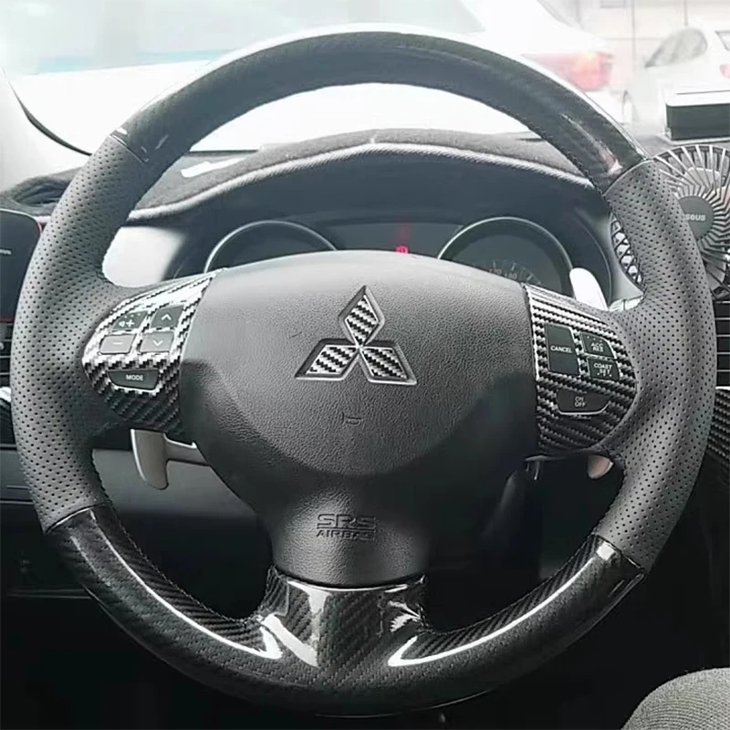 Car Steering Wheel Cover For Mitsubishi Lancer X 10 Outlander 2007-2013 ASX 2010-2013 Hand Stitched Genuine Leather accessories