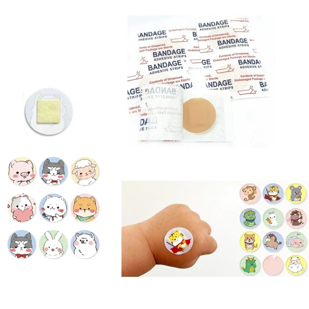 100/120pcs Cartoon Round Band Aid for Children Kids Skin Vaccine Injection Hole Patch Wound Plaster Kawaii Adhesive Bandages