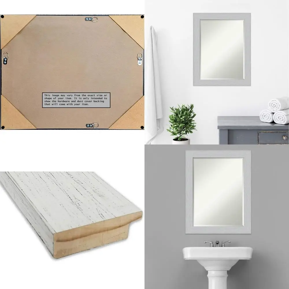 

Зеркало для ванной 28x22 дюйма, белое, в деревянной раме, с возможностью горизонтального и вертикального крепления, со скошенными краями, для декора стен ванной комнаты