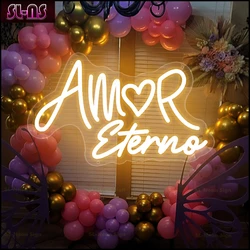 Custom Spanish Led Amor Eterno Sign Neon Light Signs Neon USB Wedding Party Decor Room Decor Siempre Juntos LED Neon Signs