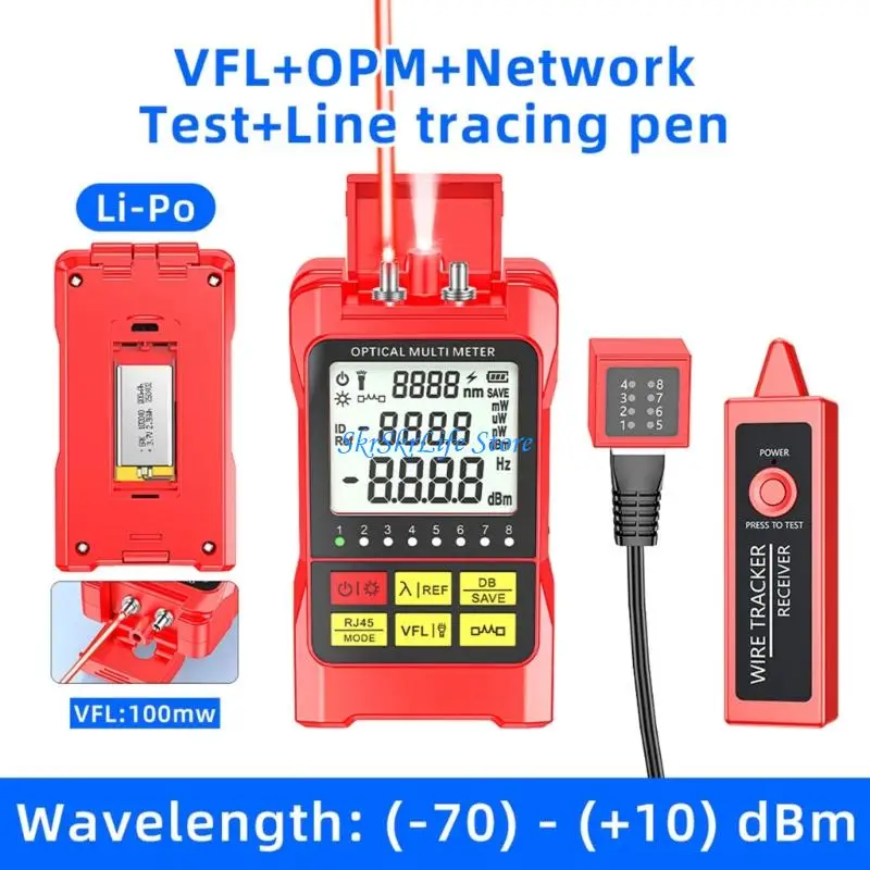 E65E 15/30/50/100 Mw Fiber Optically Power Meter RJ45 Tester Wire Tracking