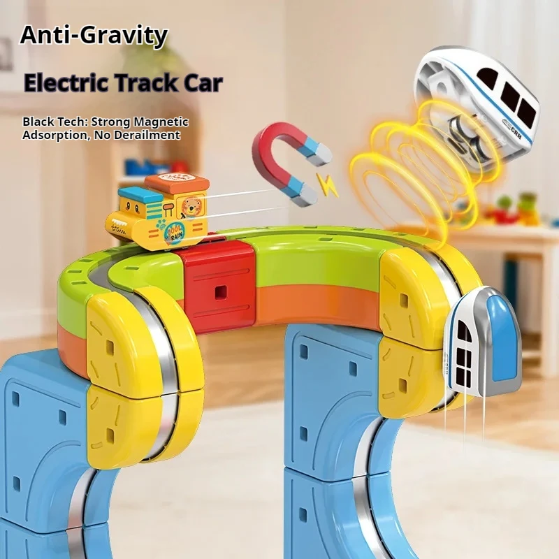 Cubo magico trasformabile Blocchi magnetici Set di treni giocattolo per binari ferroviari elettrici antigravità ad alta velocità per bambini