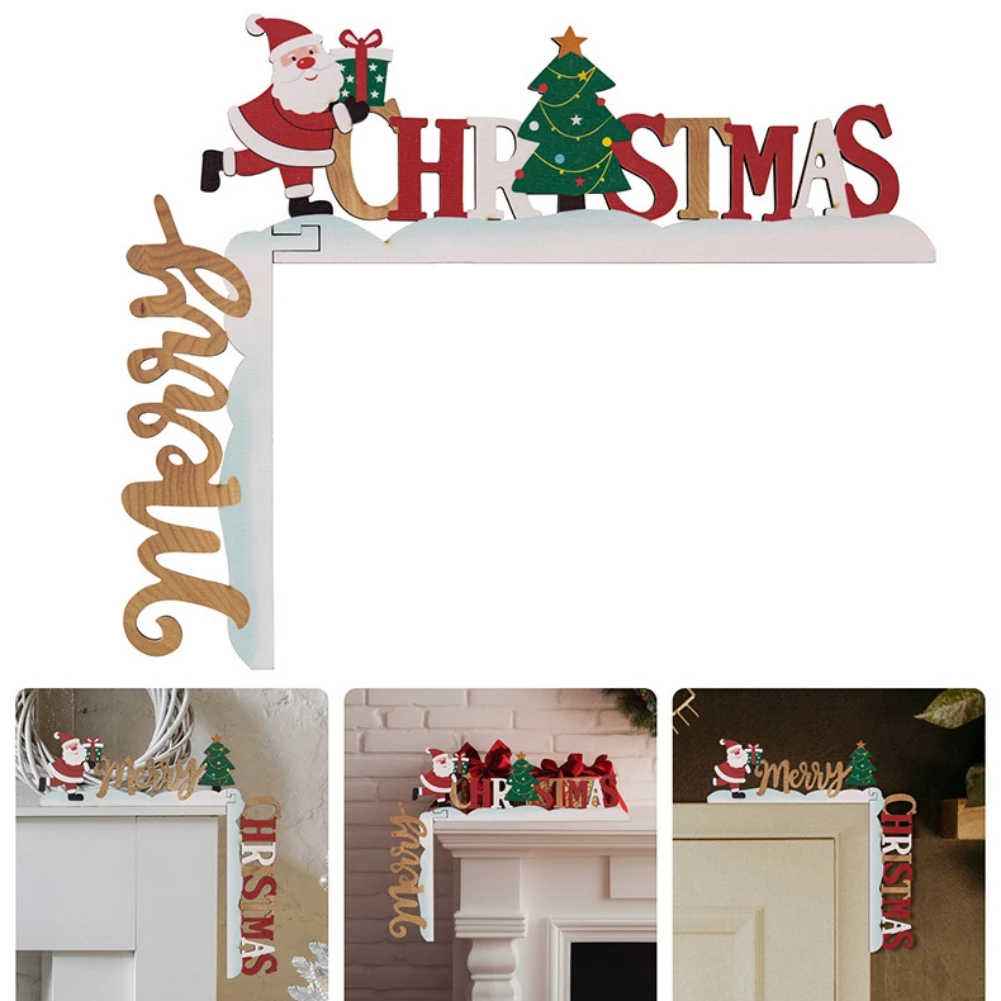 SWEETHOME Christmas Door Frame Decoration Wooden Sign Christmas Door Corner Sign DIY Craft Party Supplies For Christmas Decor