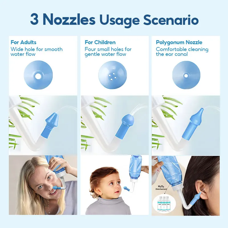 330ML Nasal Wash Sinusitis Nose Cleaner for Adults Child Allergic Rhinitis Treatment Nasal Irrigator Neti Pot Nose Cleaning Tool