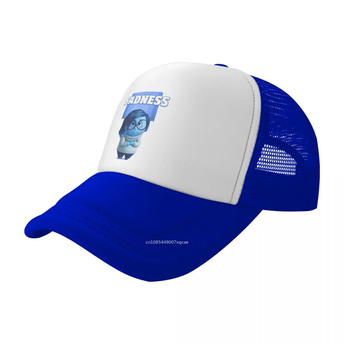 Inside Out Riley's Sadness Blue Character Logo Mesh Baseball Caps Unisex Hip-Hop Trucker Hat Adjustable Sun Hats