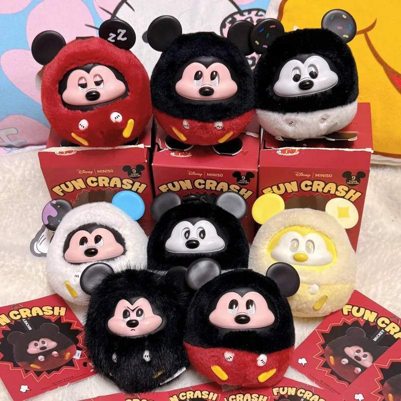 

Disney Mickey Fun Crash Series Blind Box Pendant Keychain Mickey Mouse Mystery Box PVC Plush Surprise Box Action Figure Toy Gift