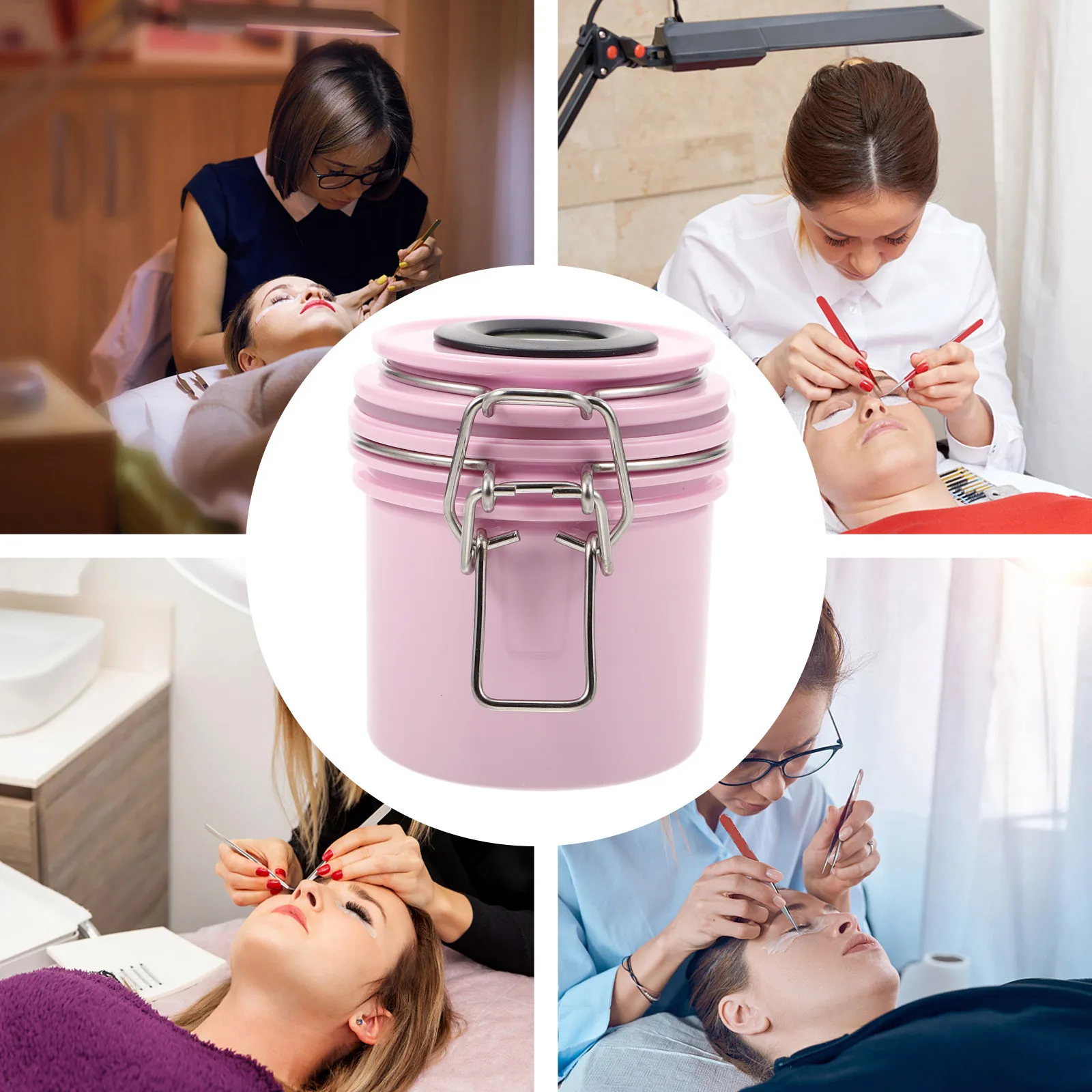 extension Glue Storage Container Airtight Leak Proof Metal Plastic Lash Holder for Salon Home Use Large Capacity Compact