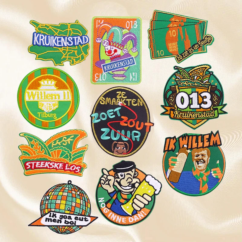 10PCS Set Hot Kruikenstad Embleem Geborduurd Voor Kleding DIY Nederland Carnaval Patch Ijzer Op Patches Naai Badges Festival Geschenken