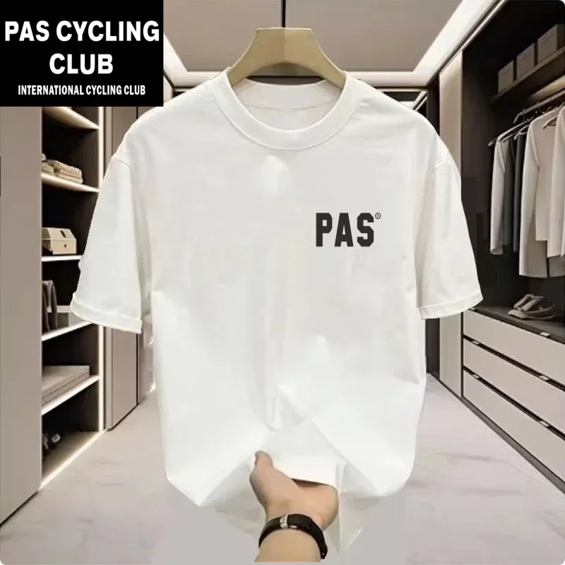 PAS Cycling Round Neck Short Sleeve Basic Casual Loose Jersey Men Women Summer Clothing Pure Cotton Casual Letter Printed Top DH