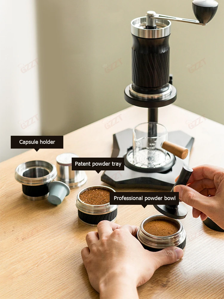 Manual Portable Hand Crank Coffee Maker Mini Espresso Manually Handheld Pressure Espresso Maker Pressing Spinning Cafe Machine