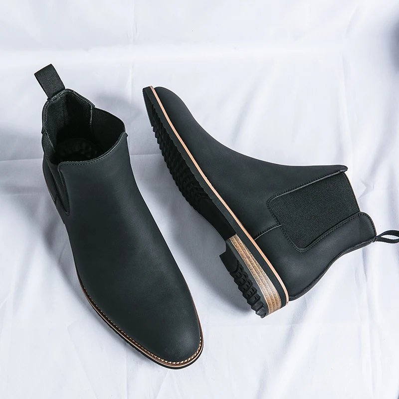 Men Fashion Chelsea Boots Black Brown One Step Business Fashion Brand Ankle Boots Waterproof and Non slip 38-46 Men Boots