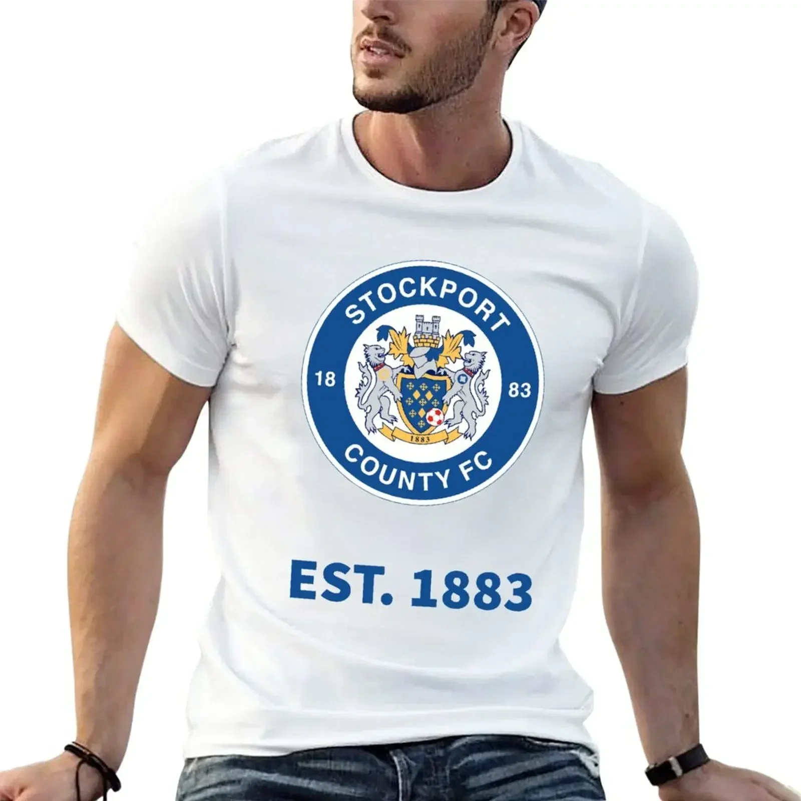 STOCKPORT COUNTY t-shirt ragazzi bianchi t-shirt manica corta per t-shirt da uomo