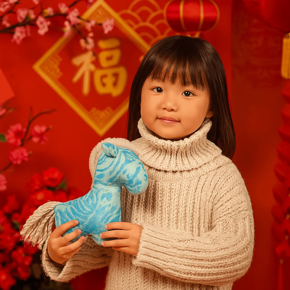 

PP Cotton Stuffed Zodiac Horse Simulated Bristles Chinese Style Year of The Horse Mascot Mascot Soft Spring Festival Horse