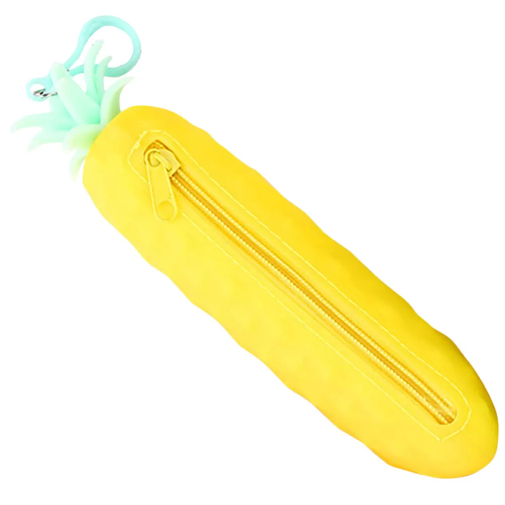 

Pineapple Shaped Silicone Pencil Case Mini Pen Bag Yellow Cute School Supplies Washable Storage Organizer