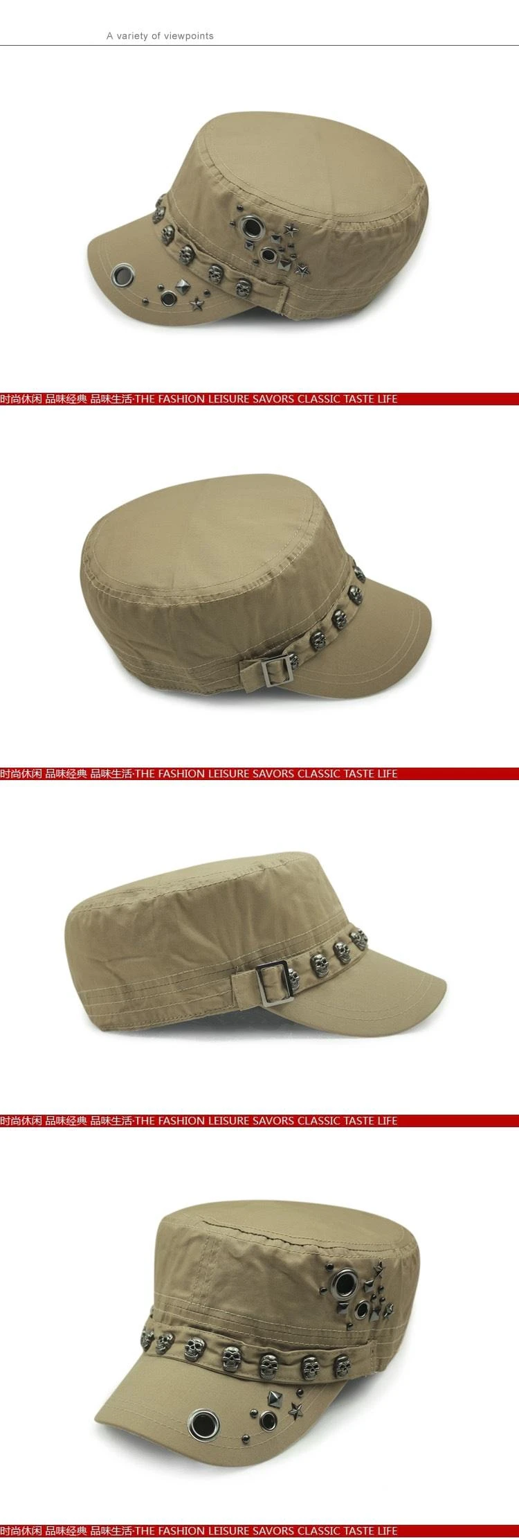 Männer Frauen Baseball Kappe Schädel Niet Flache Top Großen Kopf Hut Outdoor Freizeit Hüte Hip Hop High Street Tanzen K-pop – Detail 36