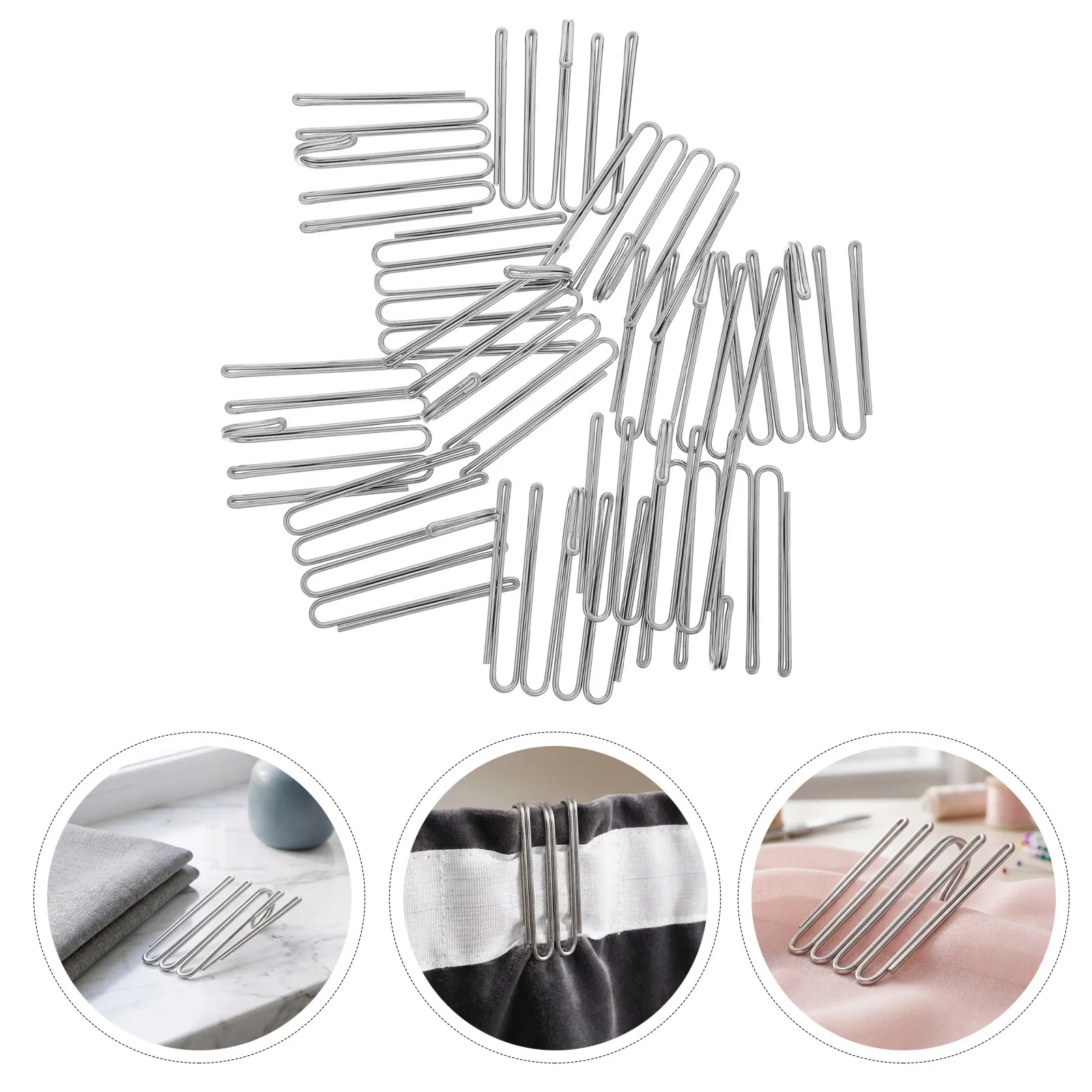 12Pcs Stainless Steel Four Prong Curtain Pleat Hooks Heavy Duty Drapery Clips for Window Drapes Kitchen Bathroom Curtain Hanging