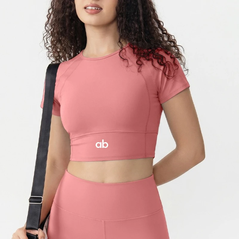 Short Short Sleeve Women Spandex Yoga Top Cool Feeling Quick Dry Slim Crop T Shirt Breathable Sweat Wicking Running Gym Fitness Wear - Aliexpress Deal